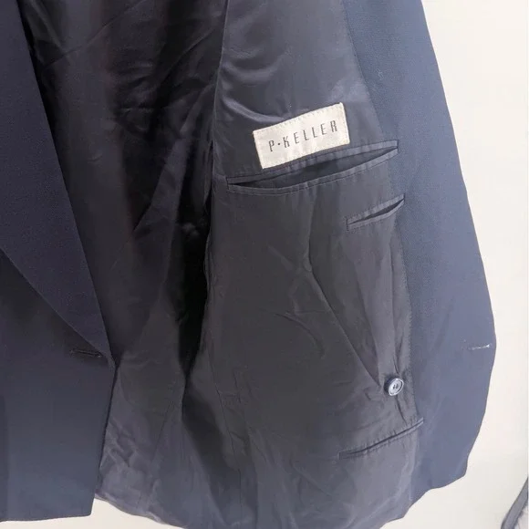 Vintage Canali Double Breasted Navy Blue Wool‎ Suit Blazer Jacket Mens